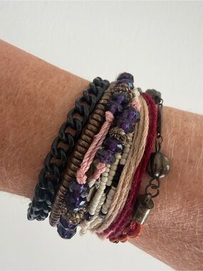Anthropologie Purple Beaded Multi-Strand Bracelet
